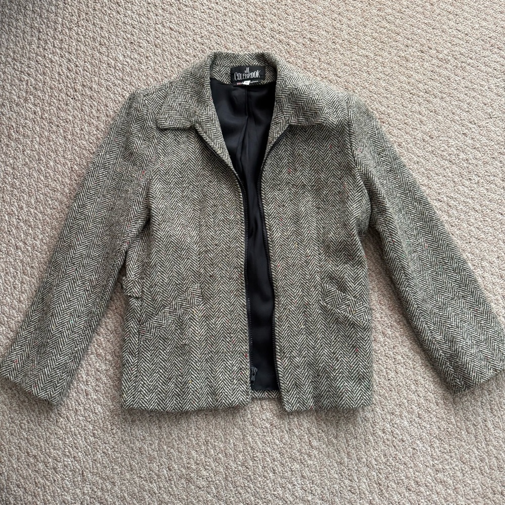 JL Colebrook Women's Herringbone Wool Blend Jacket - Gray
